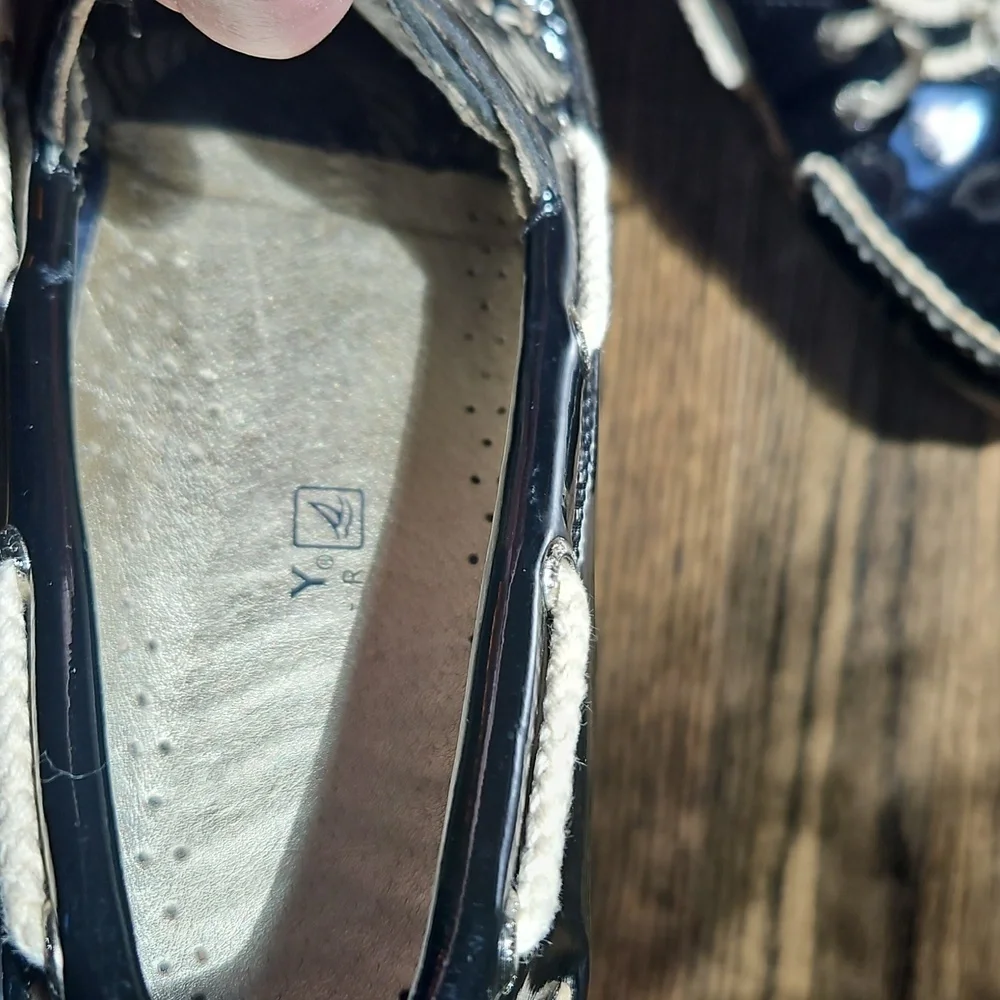 Sperry Black Leather Boat Shoes 6 VGUC